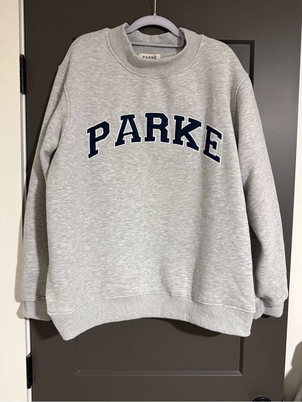 Parker Gray Crewneck Sweatshirt with Navy Logo